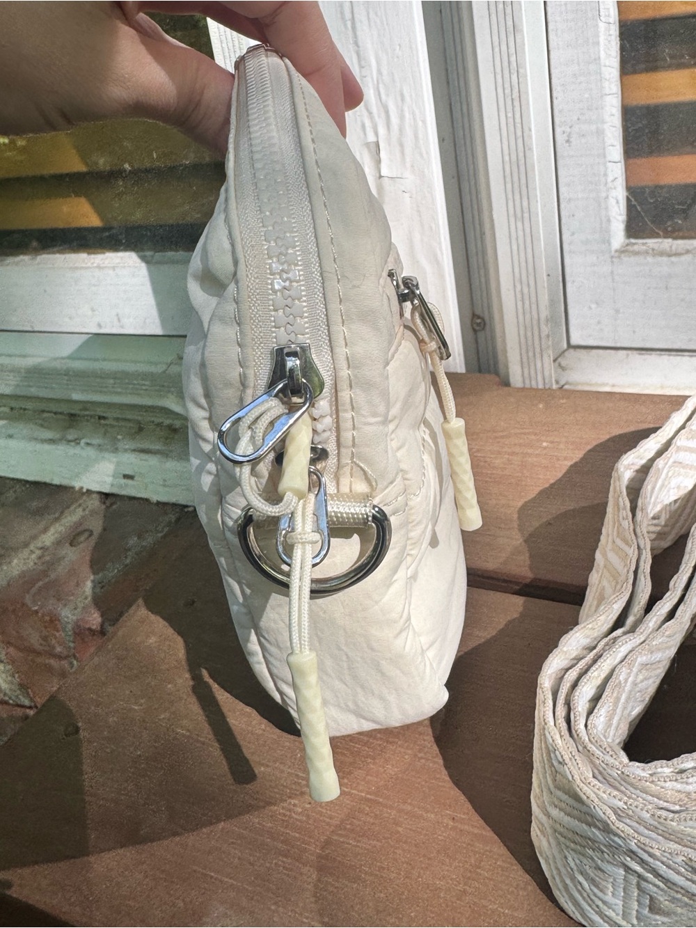Telena Quilted Cream Crossbody w/ Pattern Strap — EUC - Picture 3 of 14